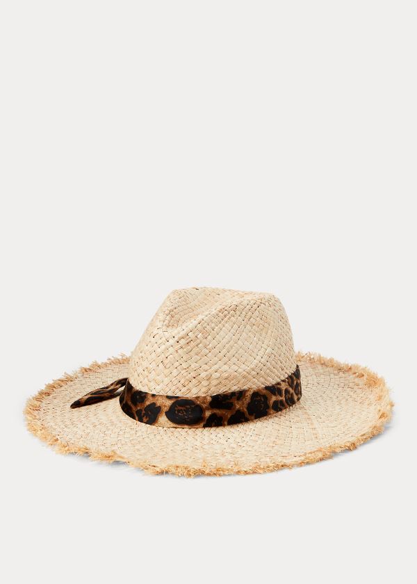 Sombreros Ralph Lauren Mujer Leopardo / Beige - Leopard-Bow Raffia Sun - CENQO3851